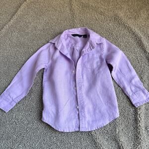 Janie and Jack Boy Button Down Long Sleeve Purple Lavender Size 3